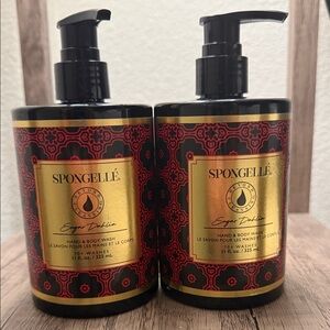 Lot of 2 spongelle Sugar Dahlia Hand & Body Wash - Red and Gold